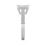 3Cttw Emerald Shaped Lab Grown Diamond (F/VS) Triple Row Accented Engagement Ring in 14K Gold