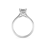 2Cttw Emerald Shaped Lab Grown Diamond (F/VS) Plain Cathedral Trellis Shank Solitaire Engagement Ring in 14K Gold