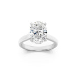 1.5Cttw Oval Shaped Lab Grown Diamond (F/VS) Plain Cathedral Trellis Shank Solitaire Engagement Ring in 14K Gold