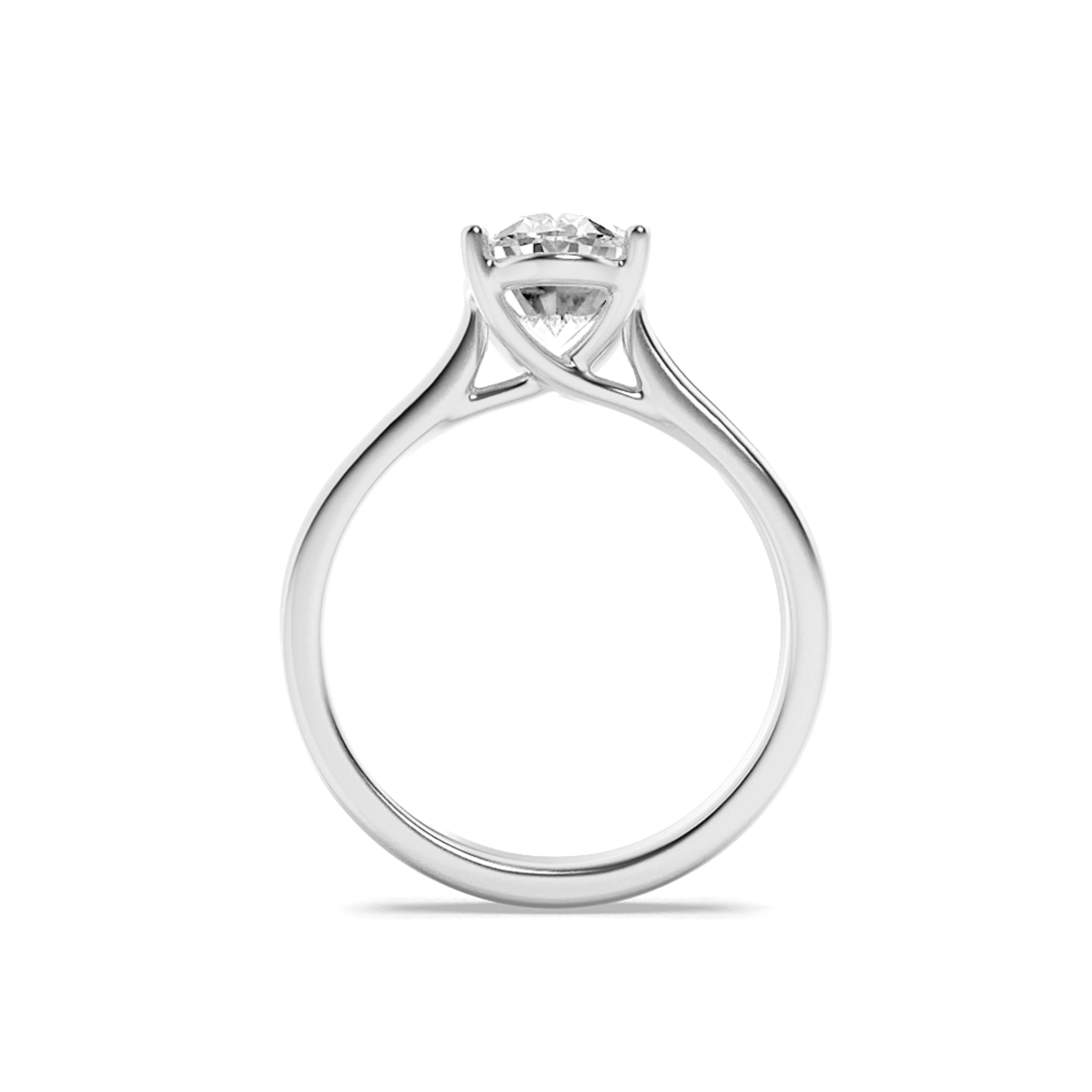 1.5Cttw Oval Shaped Lab Grown Diamond (F/VS) Plain Cathedral Trellis Shank Solitaire Engagement Ring in 14K Gold