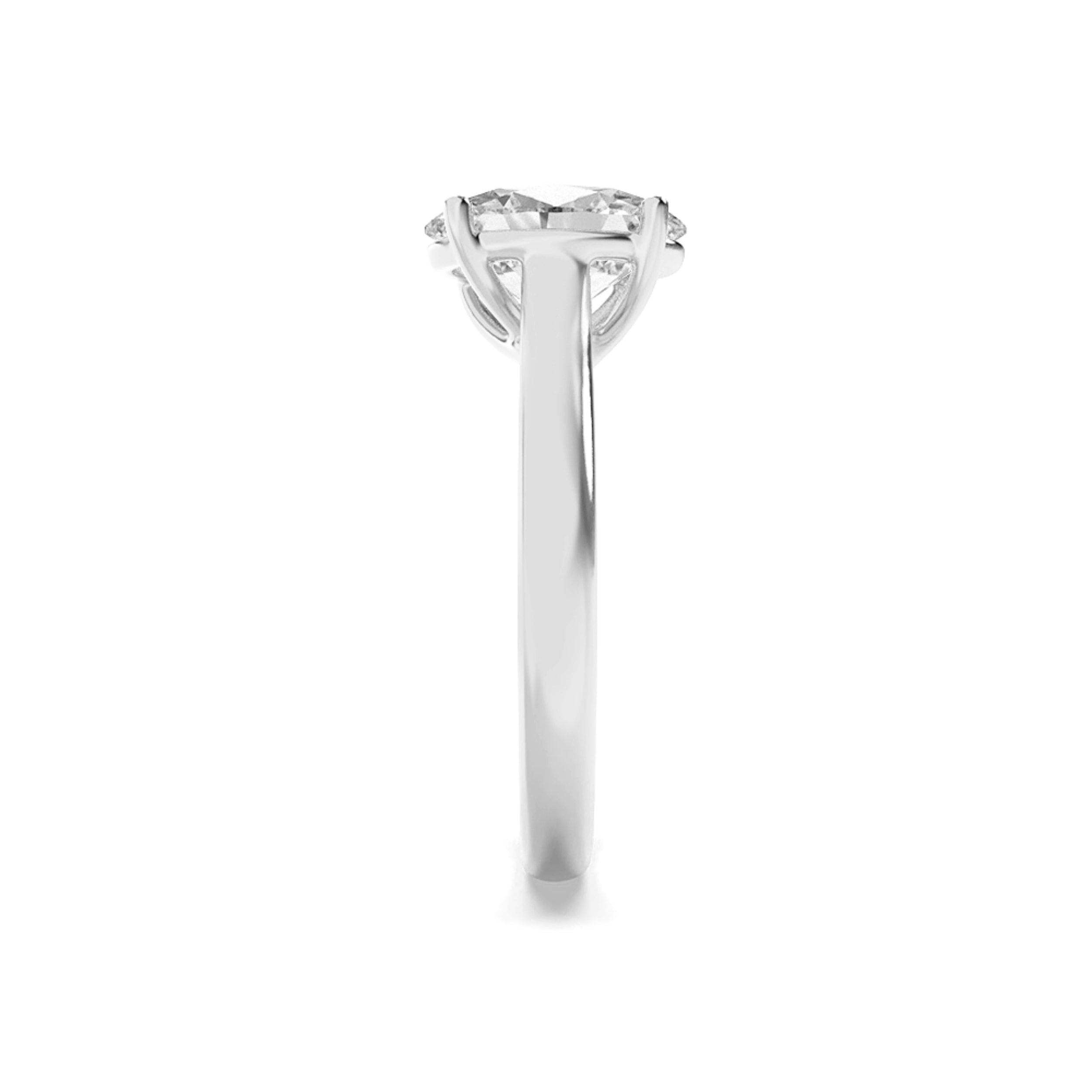 1.5Cttw Oval Shaped Lab Grown Diamond (F/VS) Plain Cathedral Trellis Shank Solitaire Engagement Ring in 14K Gold