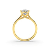 1Cttw Pear Shaped Lab Grown Diamond (F/VS) Plain Cathedral Trellis Shank Solitaire Engagement Ring in 14K Gold