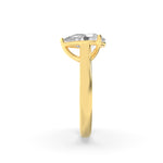 1Cttw Pear Shaped Lab Grown Diamond (F/VS) Plain Cathedral Trellis Shank Solitaire Engagement Ring in 14K Gold