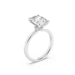 2Cttw Elongated Cushion Shaped Lab Grown Diamond (F/VS) Hidden Halo Plain Shank Engagement Ring in 14K Gold