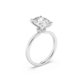2Cttw Elongated Cushion Shaped Lab Grown Diamond (F/VS) Hidden Halo Plain Shank Engagement Ring in 14K Gold