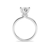2Cttw Elongated Cushion Shaped Lab Grown Diamond (F/VS) Hidden Halo Plain Shank Engagement Ring in 14K Gold