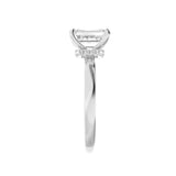 1Cttw Emerald Shaped Lab Grown Diamond (F/VS) Hidden Halo Plain Shank Engagement Ring in 14K Gold