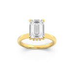 1Cttw Emerald Shaped Lab Grown Diamond (F/VS) Hidden Halo Plain Shank Engagement Ring in 14K Gold