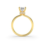 1Cttw Emerald Shaped Lab Grown Diamond (F/VS) Hidden Halo Plain Shank Engagement Ring in 14K Gold
