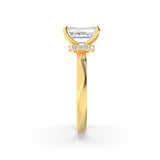 1Cttw Emerald Shaped Lab Grown Diamond (F/VS) Hidden Halo Plain Shank Engagement Ring in 14K Gold