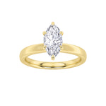 3Cttw Marquise Shaped Lab Grown Diamond (F/VS) Hidden Halo Plain Shank Engagement Ring in 14K Gold
