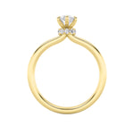 3Cttw Marquise Shaped Lab Grown Diamond (F/VS) Hidden Halo Plain Shank Engagement Ring in 14K Gold