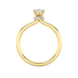 3Cttw Marquise Shaped Lab Grown Diamond (F/VS) Hidden Halo Plain Shank Engagement Ring in 14K Gold