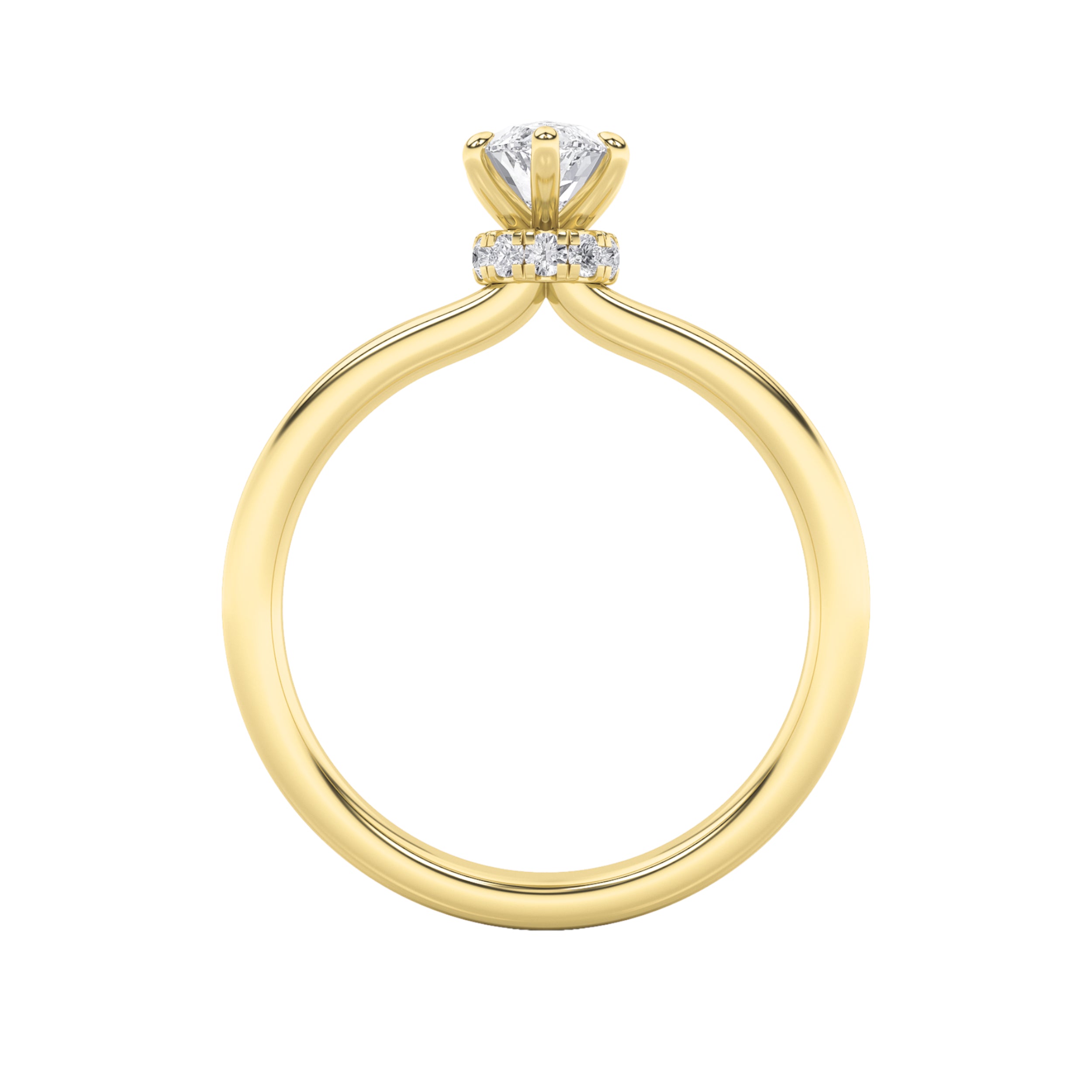 3Cttw Marquise Shaped Lab Grown Diamond (F/VS) Hidden Halo Plain Shank Engagement Ring in 14K Gold