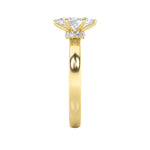 3Cttw Marquise Shaped Lab Grown Diamond (F/VS) Hidden Halo Plain Shank Engagement Ring in 14K Gold