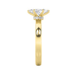 3Cttw Marquise Shaped Lab Grown Diamond (F/VS) Hidden Halo Plain Shank Engagement Ring in 14K Gold