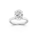 1Cttw Oval Shaped Lab Grown Diamond (F/VS) Hidden Halo Plain Shank Engagement Ring in 14K Gold