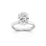 1Cttw Oval Shaped Lab Grown Diamond (F/VS) Hidden Halo Plain Shank Engagement Ring in 14K Gold