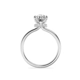 1Cttw Oval Shaped Lab Grown Diamond (F/VS) Hidden Halo Plain Shank Engagement Ring in 14K Gold