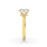 1Cttw Oval Shaped Lab Grown Diamond (F/VS) Hidden Halo Plain Shank Engagement Ring in 14K Gold