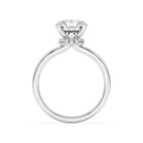 1.5Cttw Round Shaped Lab Grown Diamond (F/VS) Hidden Halo Plain Shank Engagement Ring in 14K Gold