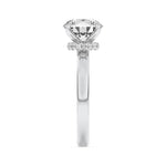 1.5Cttw Round Shaped Lab Grown Diamond (F/VS) Hidden Halo Plain Shank Engagement Ring in 14K Gold