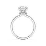 2Cttw Round Shaped Lab Grown Diamond (F/VS) Hidden Halo Plain Shank Engagement Ring in 14K Gold