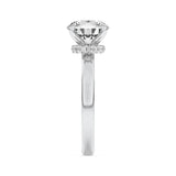 2Cttw Round Shaped Lab Grown Diamond (F/VS) Hidden Halo Plain Shank Engagement Ring in 14K Gold