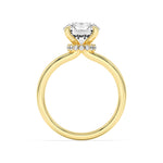 3Cttw Round Shaped Lab Grown Diamond (F/VS) Hidden Halo Plain Shank Engagement Ring in 14K Gold