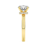 3Cttw Round Shaped Lab Grown Diamond (F/VS) Hidden Halo Plain Shank Engagement Ring in 14K Gold