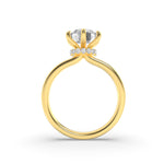 2Cttw Round Shaped Lab Grown Diamond (F/VS) Hidden Halo Plain Shank Engagement Ring in 14K Gold