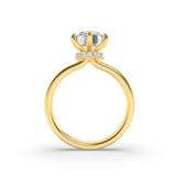 2Cttw Round Shaped Lab Grown Diamond (F/VS) Hidden Halo Plain Shank Engagement Ring in 14K Gold