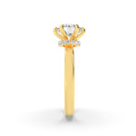 2Cttw Round Shaped Lab Grown Diamond (F/VS) Hidden Halo Plain Shank Engagement Ring in 14K Gold