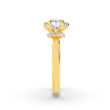 2Cttw Round Shaped Lab Grown Diamond (F/VS) Hidden Halo Plain Shank Engagement Ring in 14K Gold