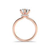 2Cttw Round Shaped Lab Grown Diamond (F/VS) Hidden Halo Plain Shank Engagement Ring in 14K Gold