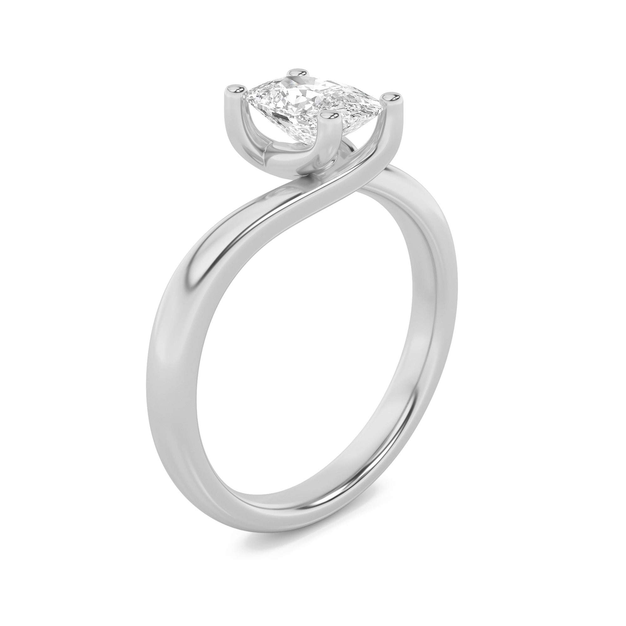 1Cttw Elongated Cushion Shaped Lab Grown Diamond (F/VS) Bypass Shank Engagement Ring in 14K Gold