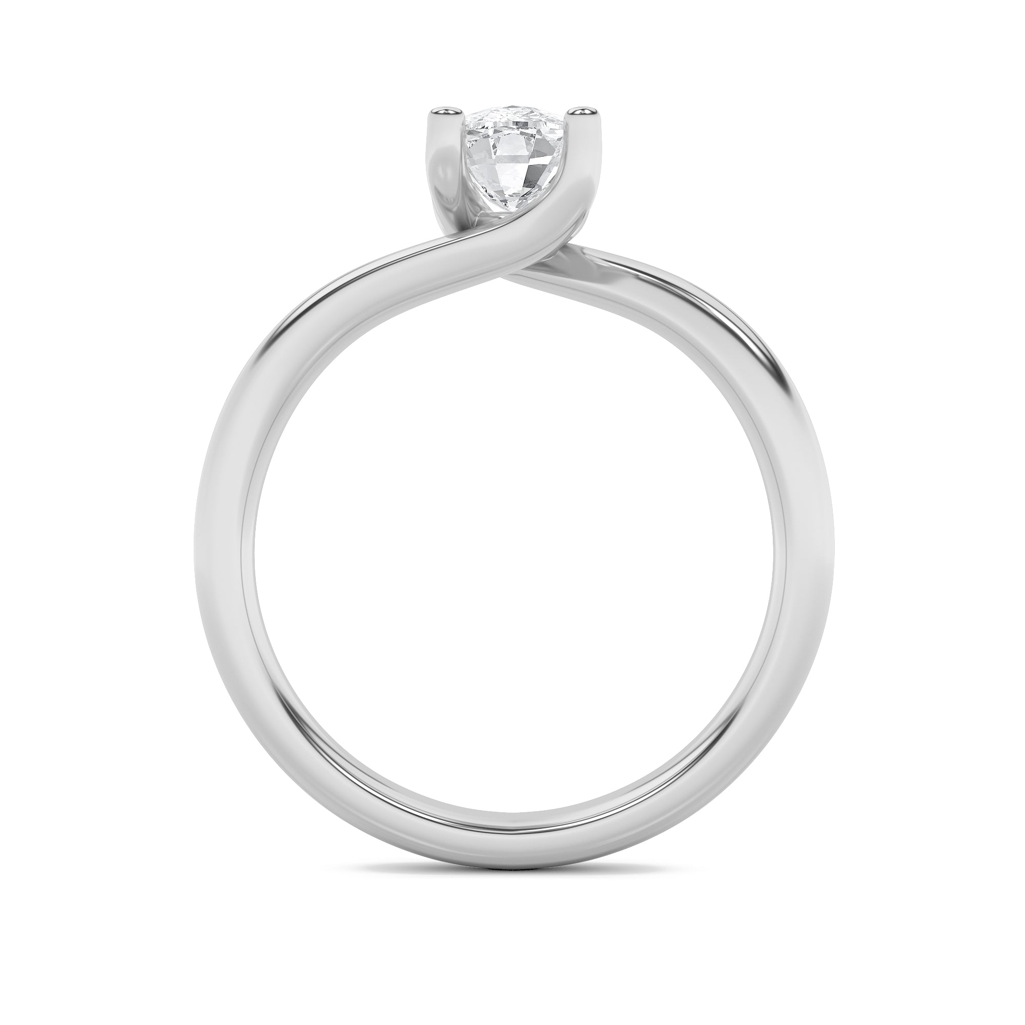 1Cttw Elongated Cushion Shaped Lab Grown Diamond (F/VS) Bypass Shank Engagement Ring in 14K Gold