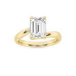 1Cttw Emerald Shaped Lab Grown Diamond (F/VS) Bypass Shank Engagement Ring in 14K Gold