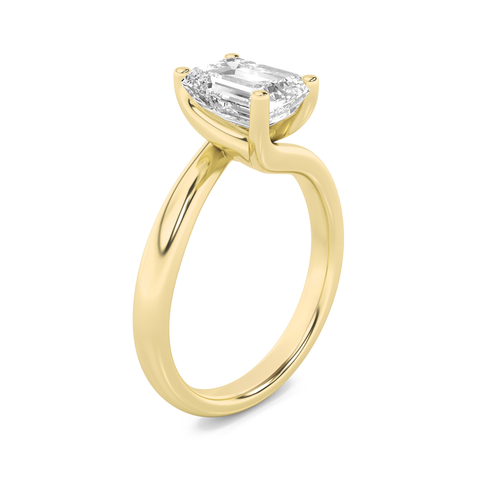 1Cttw Emerald Shaped Lab Grown Diamond (F/VS) Bypass Shank Engagement Ring in 14K Gold