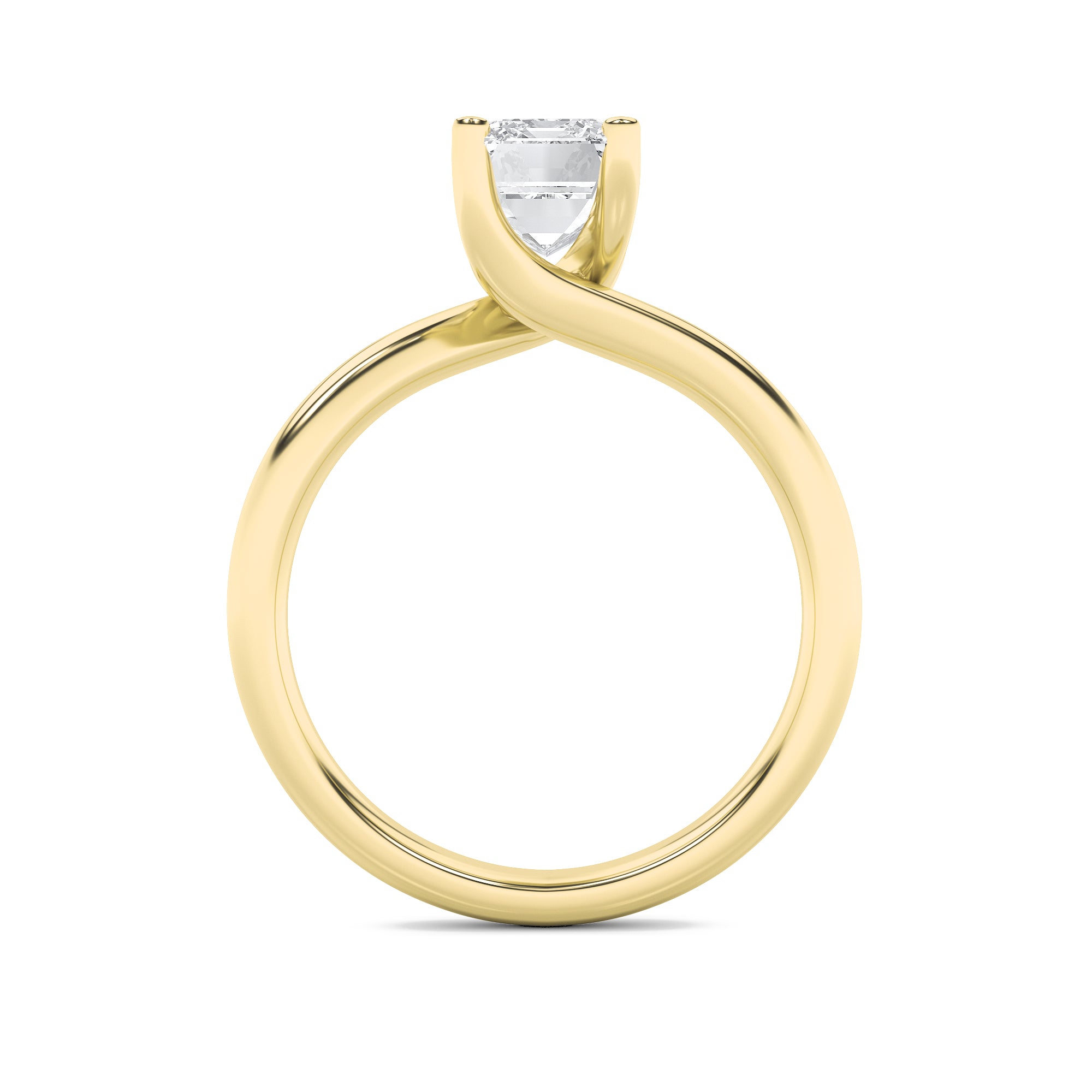 1Cttw Emerald Shaped Lab Grown Diamond (F/VS) Bypass Shank Engagement Ring in 14K Gold