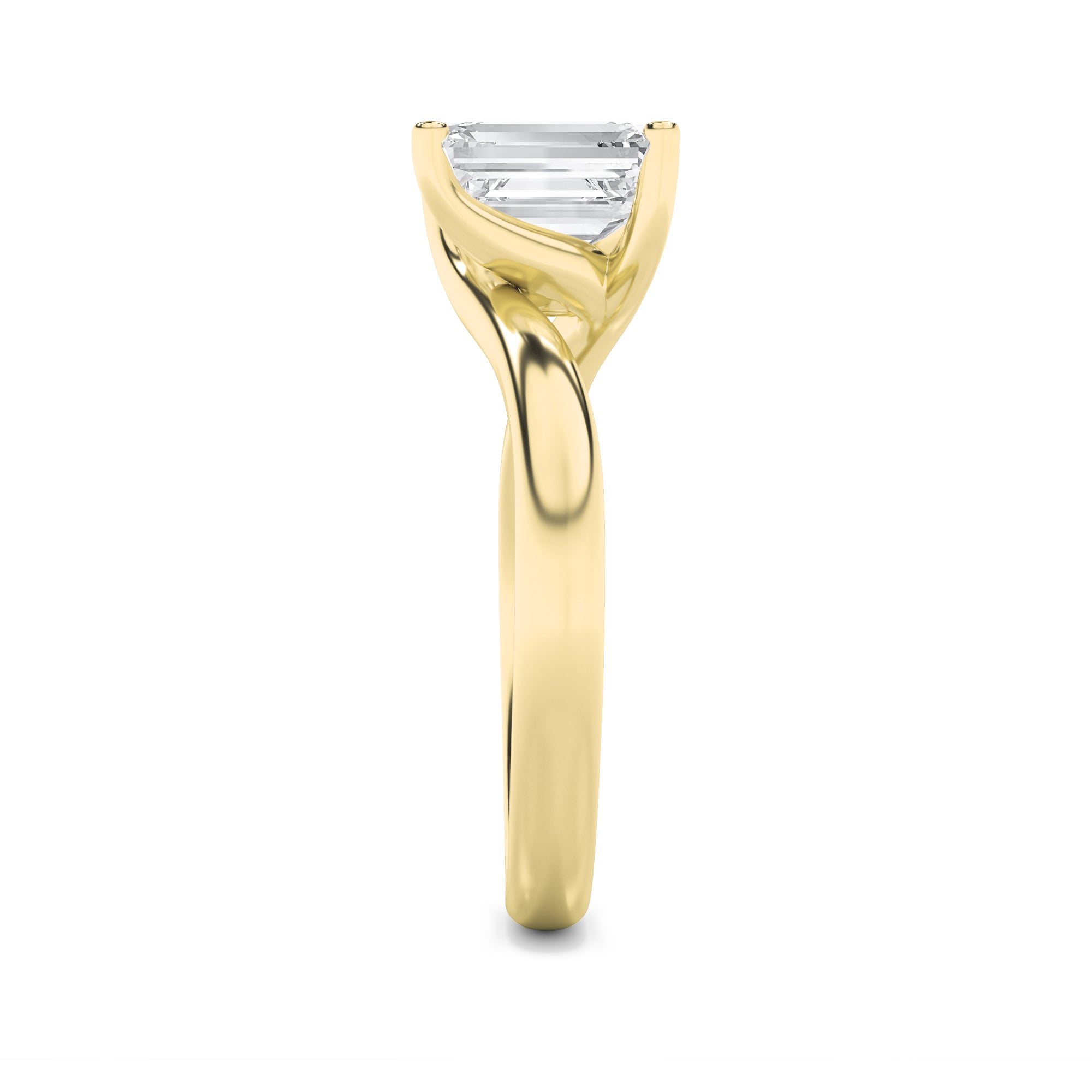1Cttw Emerald Shaped Lab Grown Diamond (F/VS) Bypass Shank Engagement Ring in 14K Gold