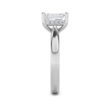 2Cttw Emerald Shaped Lab Grown Diamond (F/VS) Hidden Halo Cathedral Shank Engagement Ring in 14K Gold