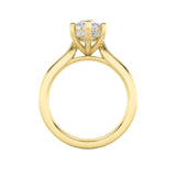 1Cttw Marquise Shaped Lab Grown Diamond (F/VS) Hidden Halo Cathedral Shank Engagement Ring in 14K Gold
