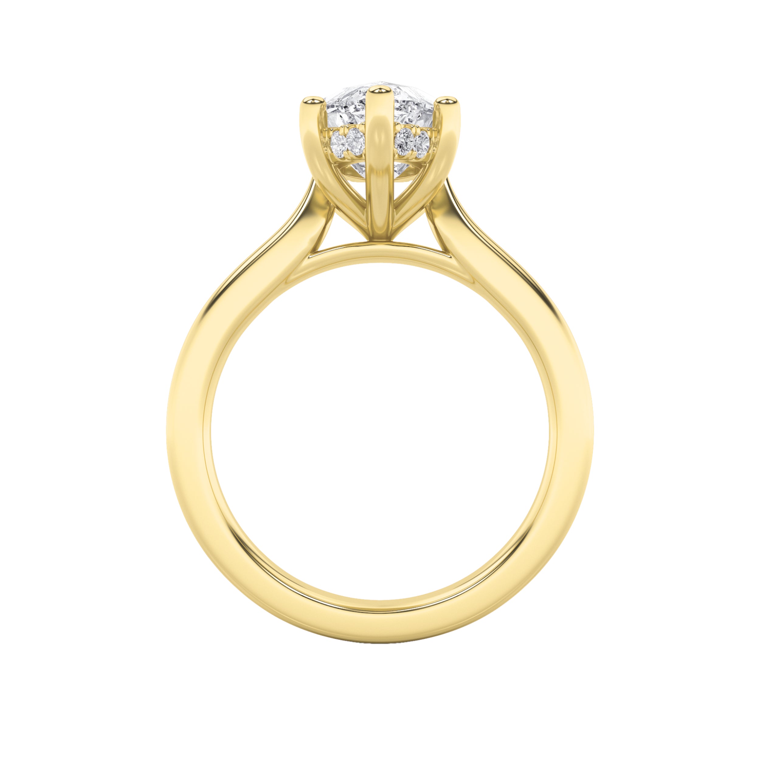 1Cttw Marquise Shaped Lab Grown Diamond (F/VS) Hidden Halo Cathedral Shank Engagement Ring in 14K Gold