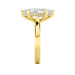 1Cttw Marquise Shaped Lab Grown Diamond (F/VS) Hidden Halo Cathedral Shank Engagement Ring in 14K Gold