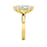 1Cttw Marquise Shaped Lab Grown Diamond (F/VS) Hidden Halo Cathedral Shank Engagement Ring in 14K Gold