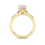 3Cttw Oval Shaped Lab Grown Diamond (F/VS) Hidden Halo Cathedral Shank Engagement Ring in 14K Gold