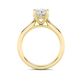 3Cttw Oval Shaped Lab Grown Diamond (F/VS) Hidden Halo Cathedral Shank Engagement Ring in 14K Gold