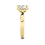 3Cttw Oval Shaped Lab Grown Diamond (F/VS) Hidden Halo Cathedral Shank Engagement Ring in 14K Gold