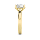 3Cttw Oval Shaped Lab Grown Diamond (F/VS) Hidden Halo Cathedral Shank Engagement Ring in 14K Gold